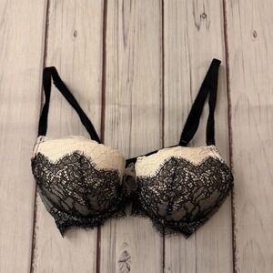 Victorias Secret Dream Angels Lined Demi Bra 32D Blush Lace Velvet Trim 2012